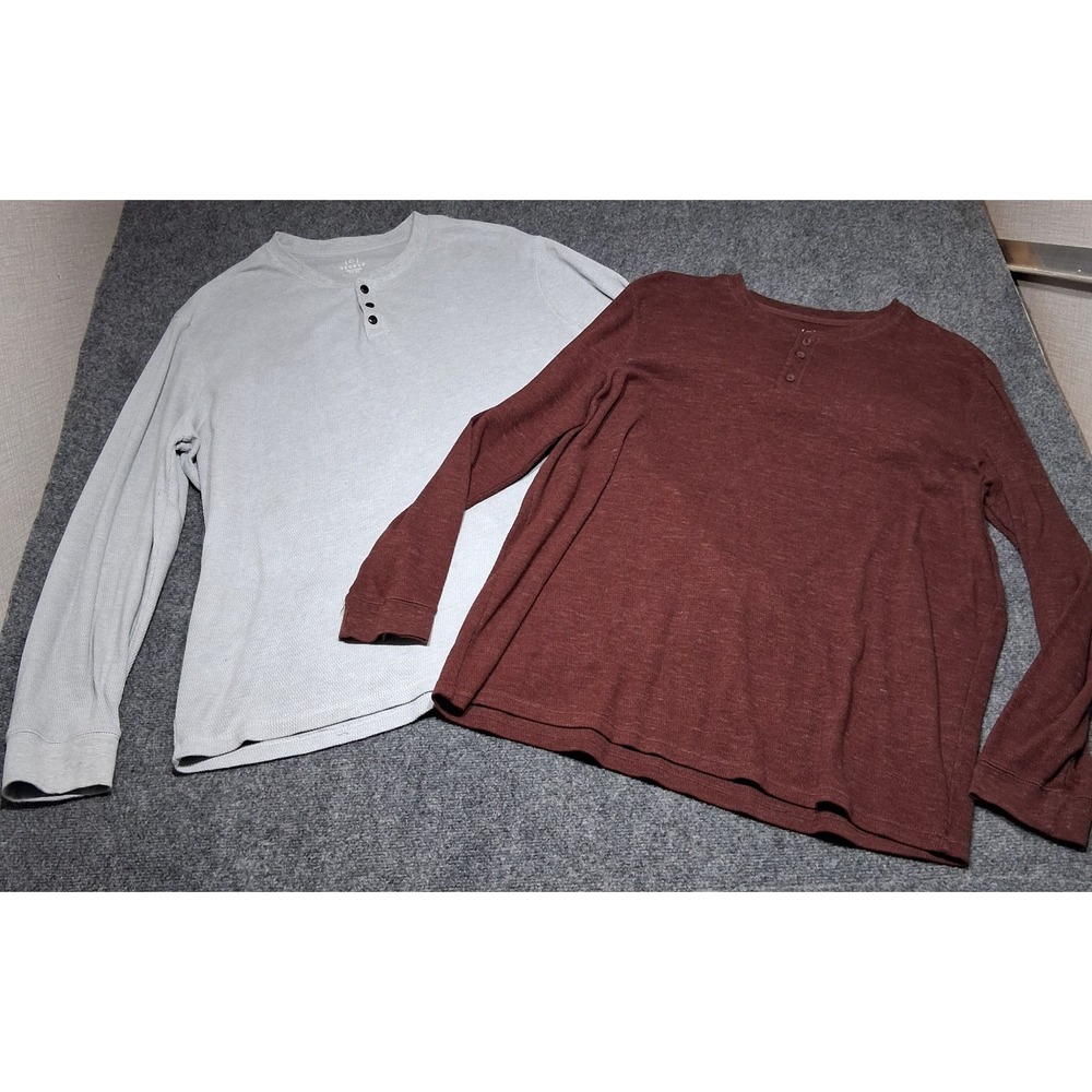 George Shirts Mens Size 3XLT Tall Long Sleeve Cotton‎ Color Gray and Marron